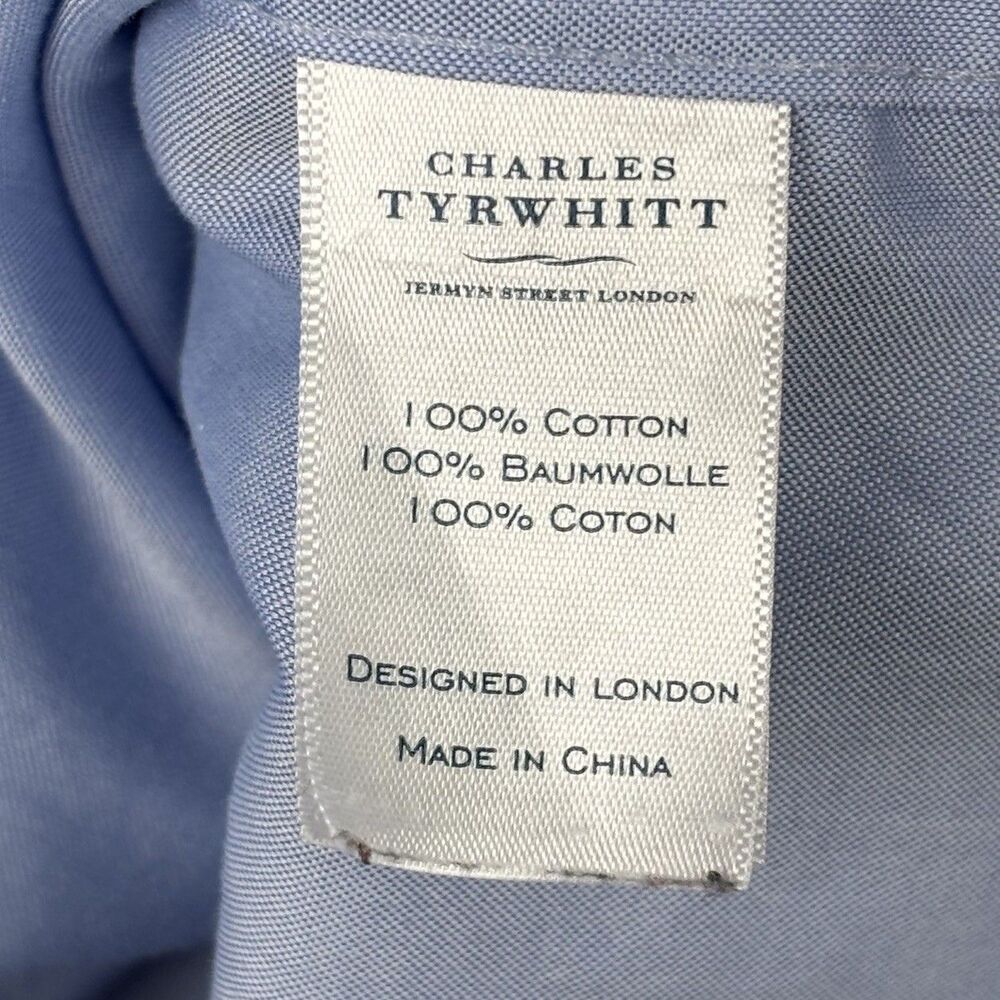 Charles Tyrwhitt Dress Shirt Men 15 1/2 - 35 Classic Fit Blue Non-Iron Soft - Picture 6 of 9